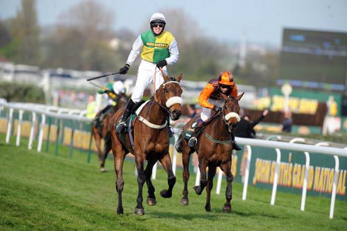 Oscar Time (right) finishing second in the Grand National