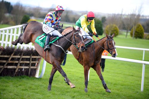 Go All The Way, right, beats Rear View after the pair jump the last at Navan