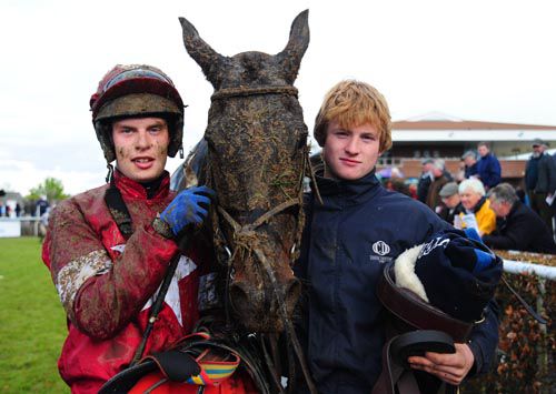Winning rider Ben Dalton & groom Kevin Darcy with Sorted after his win.