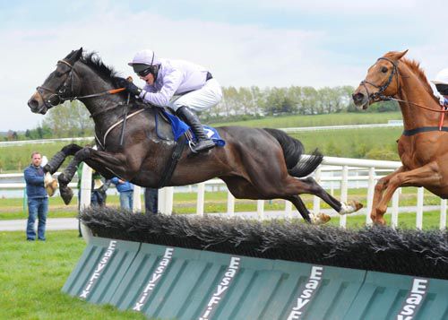 Clondaw Warrior puts in a great jump over the last on his way to victory under Brian Hayes