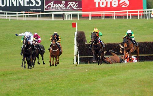 Action from the 3m1f handicap chase - winner <br>Droim Toll is second from right