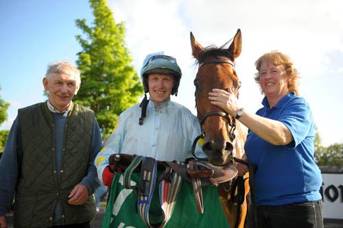 Curragh Golan with trainer Michael Butler, jockey Mikey Butler and groom Nuala Butler