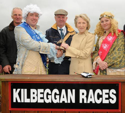 The prize presented to connections of Page One Two Nine by participants in the lord and lady of Kilbeggan festival