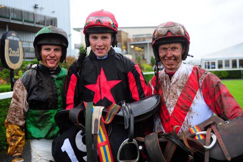 Declan Lavery, middle, rode a winner on Windwood Lad at Down Royal