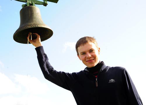 Joseph O'Brien rings the bell in the parade ring at Killarney
