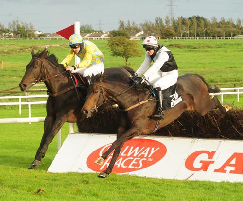 Ballygill Gale, left, beats What A Island at Galway