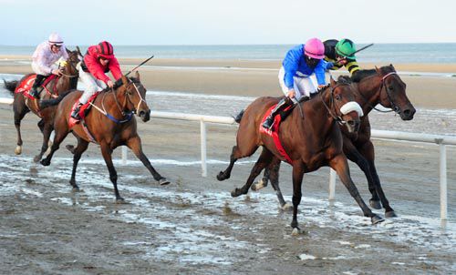 Mt Weather, far side, comes to tackle Under Review at Laytown