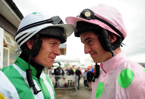 Mikey O'Connor & Patrick Mullins square up before entering the parade ring