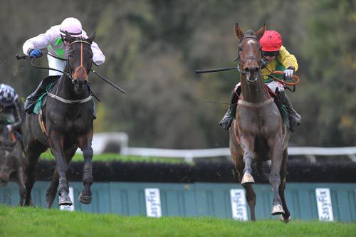 Sizing Jo'burg (right) comes away from the last in front of Sarabad in Downpatrick's opener