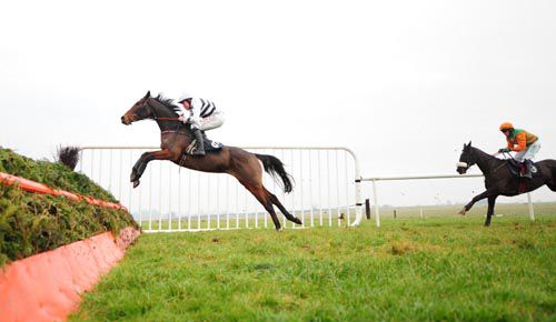 Cnoc Seoda jumps the last with Mae's Choice back in second