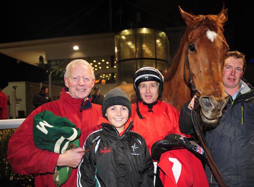 Willie Martin with Niall McCullagh and the jockey's son Stuart