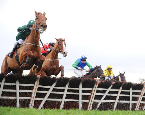 Rockyaboya (left) and Patrick Mullins, carrying his own colours 