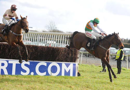 Moiqen jumps the last ahead of Stradbally at Thurles