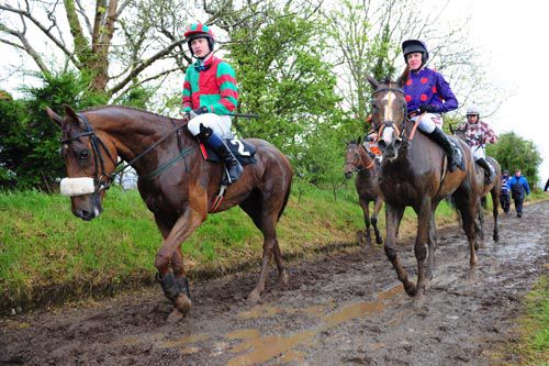 Claragh Native, left, and winner Pur Style come back in at Killarney