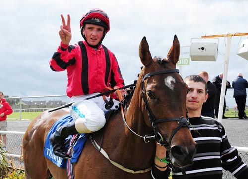 V for victory, Chris Hayes celebrates this Tramore double on Melanippe 