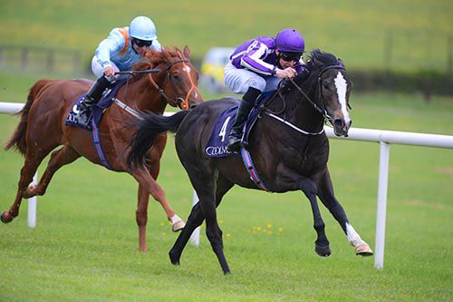 Stubbs & Joseph O'Brien on their way to victory from Sacha Park in second 