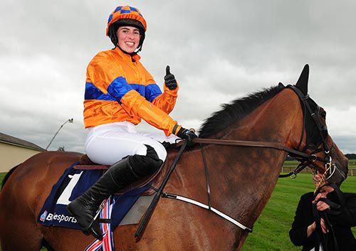 Sarah O'Brien after recording her first success at the Curragh last year