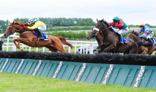 Knockcroghery (left) pictured on her way to victory under Mark Enright from Pires on her outside