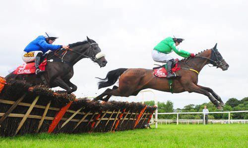 Curley Bill and Davy Condon clear the last at Cork