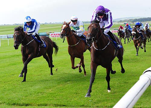 Guerre, right, beats Atlantic Sea, left, and Diamond Stilettos at the Curragh