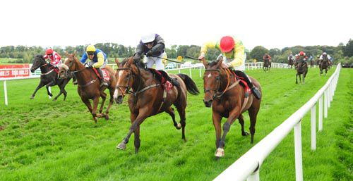 Mr Fiftyone (second from right) is driven out by Kate Harrington to beat Shanahan's Turn and David Roche