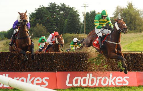 Double Seven (right) pictured on his way to victory in the Munster National earlier this month