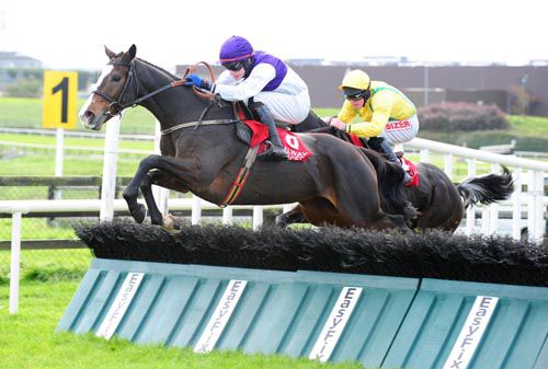 Royal Moll puts in a good jump at the last in Galway 