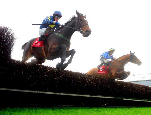 Jim Will Fix It (nearside) beat Way Up In The Air at Punchestown