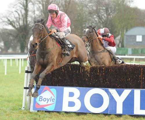 Sterling Stuff (Philip Enright) jumps the second last from Robertstown Rover