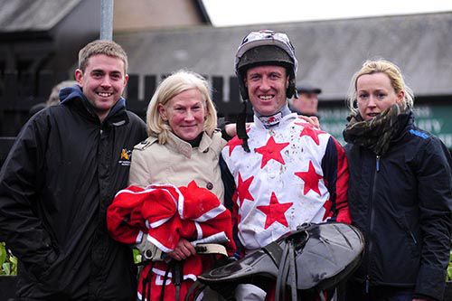 Jockey Robbie Power with trainer Denise Foster, son Nick and daughter Jessie