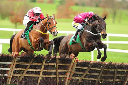 Thunder And Roses, right, soars over the last in Navan 