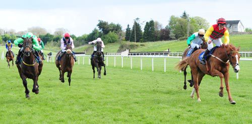 Eight Till Late, yellow sleeves, wins Limerick's bumper