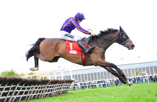 Arctic Fire clears the last in style under Ruby Walsh at Punchestown