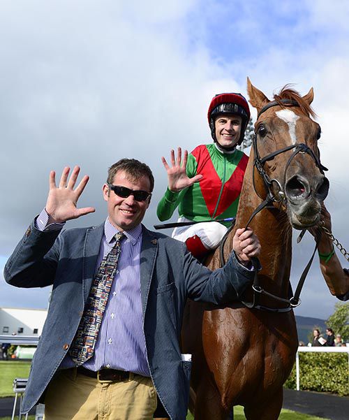 Fran Berry and Andy Oliver celebrate after Panama Hat's five-timer