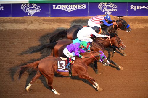 Bayern (far side) beating Toast Of New York (middle) and California Chrome