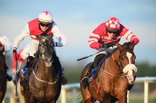 High Expectations and David Mullins (right) get the better of Good As Gold and Donagh Meyler left