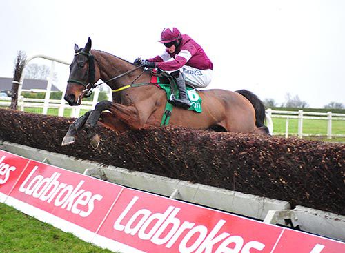 Very Wood and Bryan Cooper winning the Ten Up Novice Chase at Navan in February