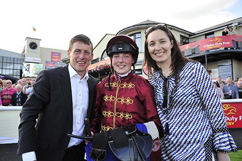 Johnny, Caroline and Orla Murtagh after their memorable win