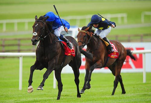 Jack Hobbs draws clear of Storm The Stars in the Irish Derby