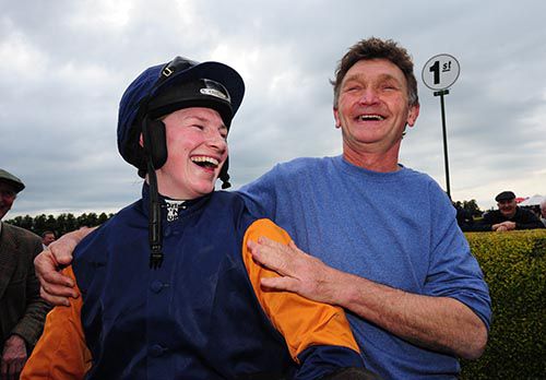 Nina Carberry and Mick Winters are all smiles after the success of Knocknanuss