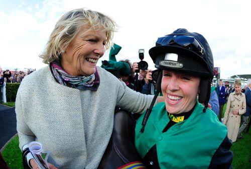 Jessica and Katie Harrington after the Victory of Modem at Galway on Monday