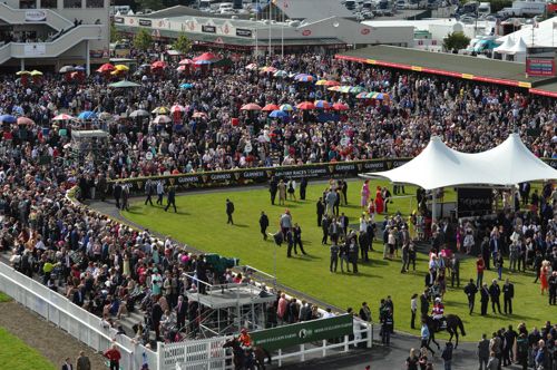 The parade ring and betting ring at Galway