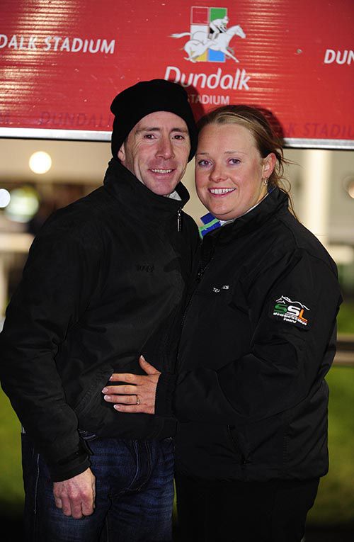Trainer Joe Murray after the win of his fiancee Lisa Sheridan's Captain Midnight