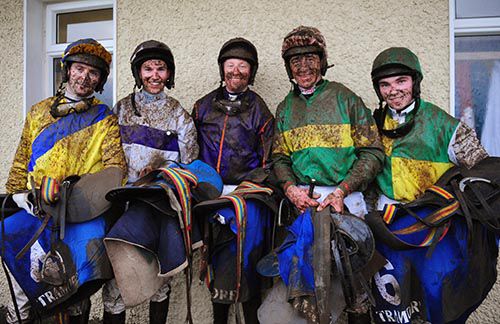 Left to right, Martin Ferris, Adrian Heskin, Mikey Fogarty, Davy Russell (winner) and  Jonathan Burke