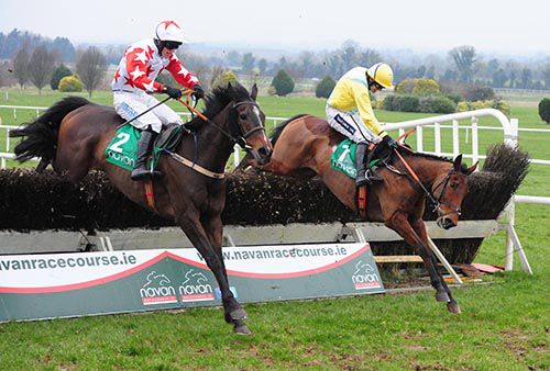 Rolly Baby and Ruby Walsh (right) negotiate the last