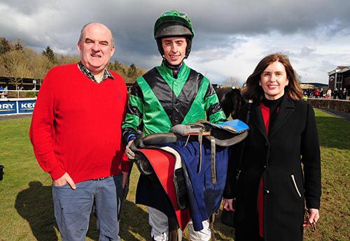 Jockey Turlough O'Connor with his parents Charlie and Katherine O'Connor