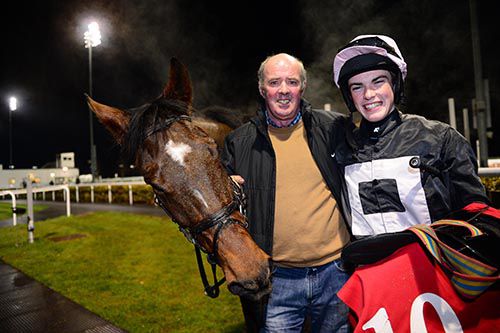 Tom Madden with father Niall after Shake The Bucket won at Dundalk