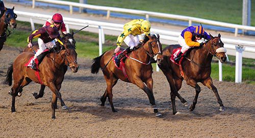 The Butche's Filly, left, wears them down in Dundalk
