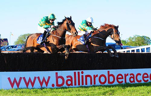 King Leon (Mark Walsh, nearside) and Carriganog (Barry Geraghty) battle it out
