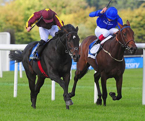 Three Jacks (left) is ridden out by Wayne Lordan to beat Feathery 